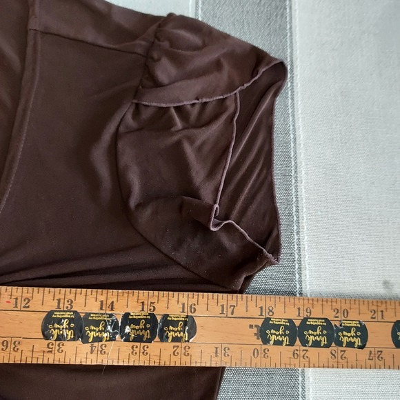 Elementz Brown Dress Medium V-Neck Tie Front Flutter Sleeve Polyester Blend - Picture 7 of 10